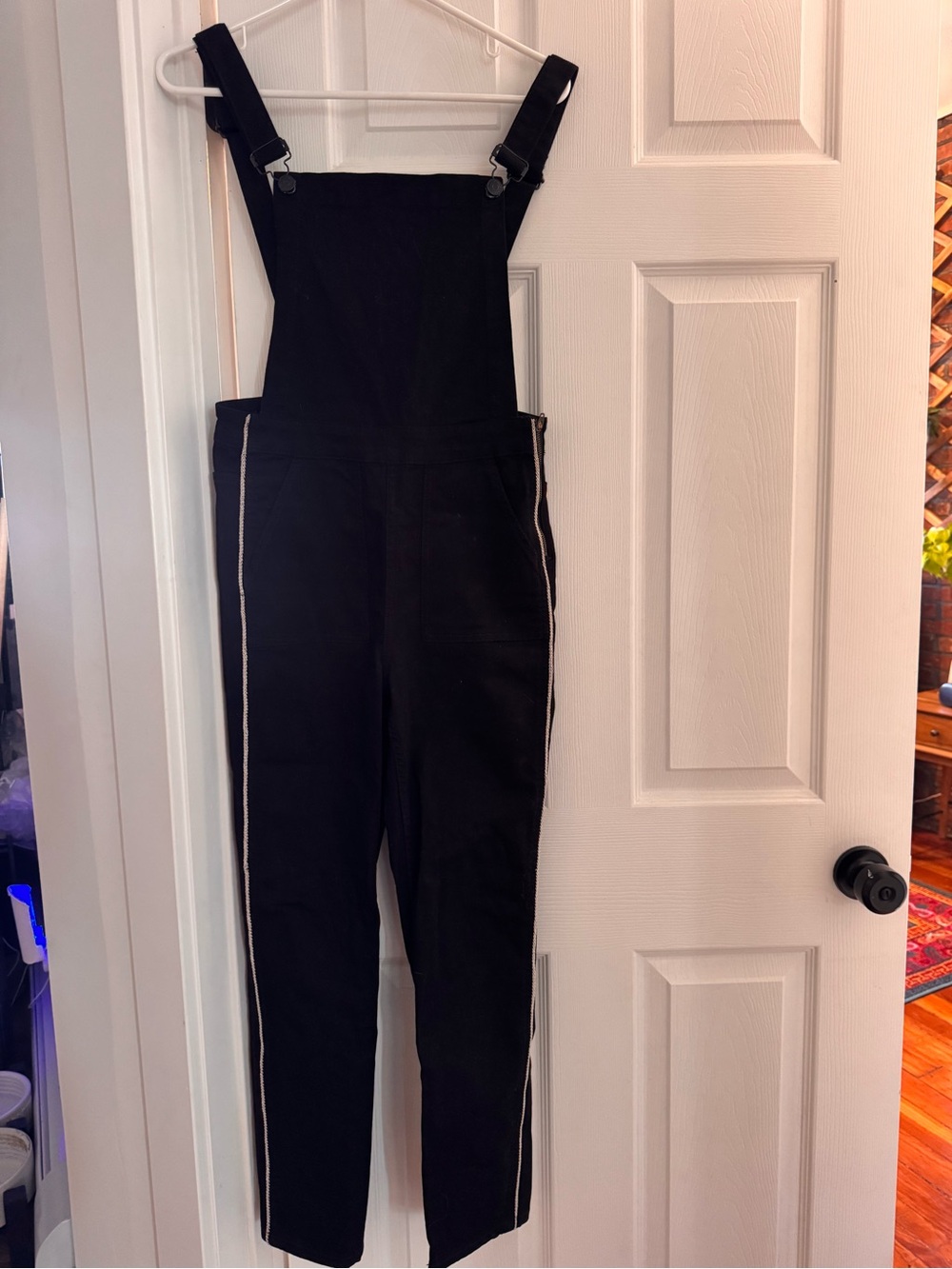 Madewell Black Women’s Overalls with Contrast Side Piping